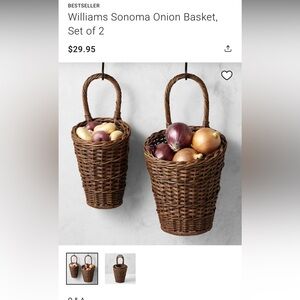 Williams Sonoma Rustic Brown Wicker Baskets SET SOLD TOGETHER